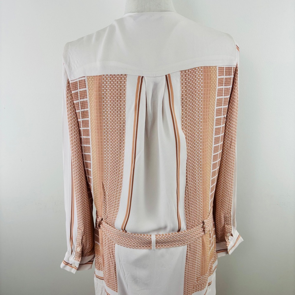 Reiss Harper Scarf Print Midi Dress Mono Nude White Print Shift Tie Waist Belt 6 - Picture 8 of 15